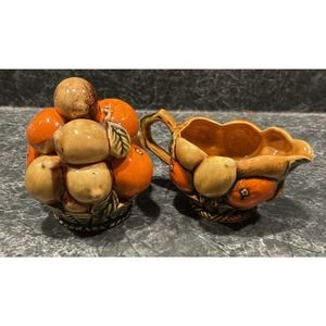 Vintage Inarco Japan Orange Trinket Sugar Bowl w/Lid Mid Cent Fruit